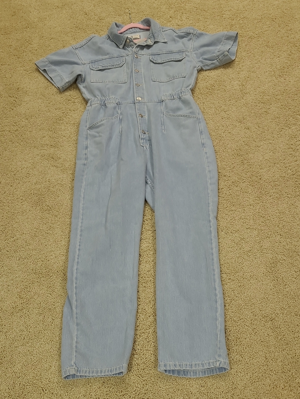 NWT We The Free Light Blue Denim Button-Front Jumpsuit
